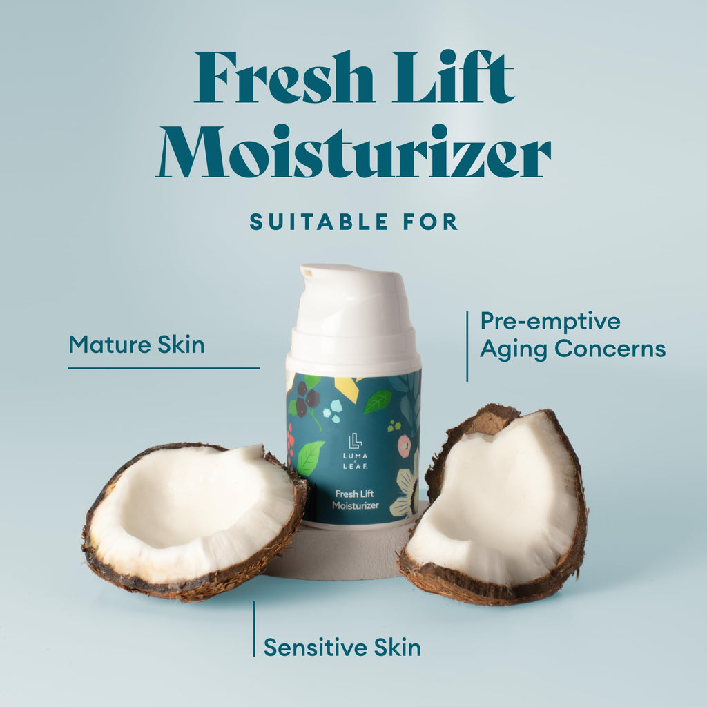 LUMA & LEAF Fresh Lift Peptide Moisturizer | Hyaluronic Acid & Hibiscus, Daily Anti-Aging Cream | 1.7 fl oz