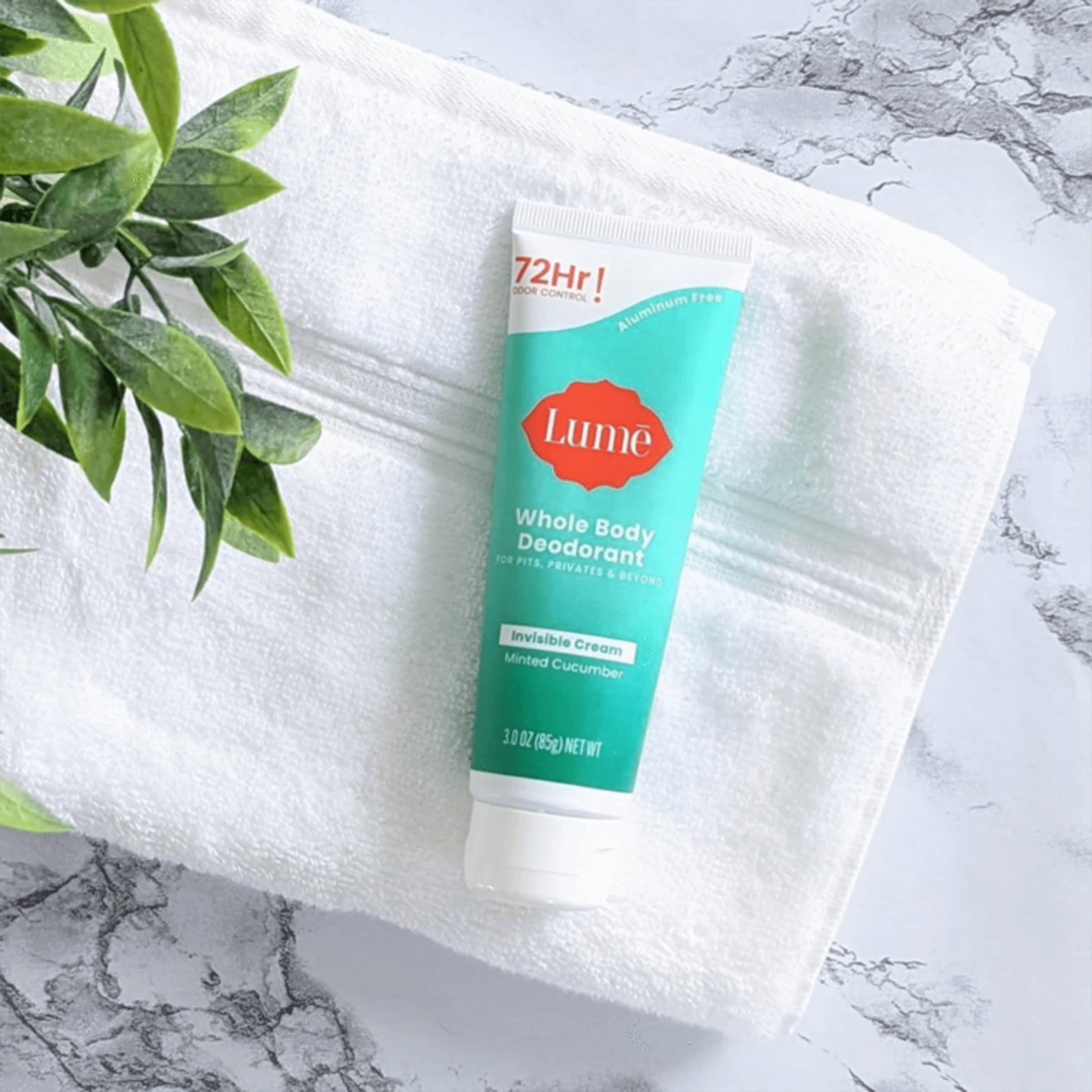Lume Whole Body Deodorant - Invisible Cream Tube | 72-Hour Odor Control | Minted Cucumber