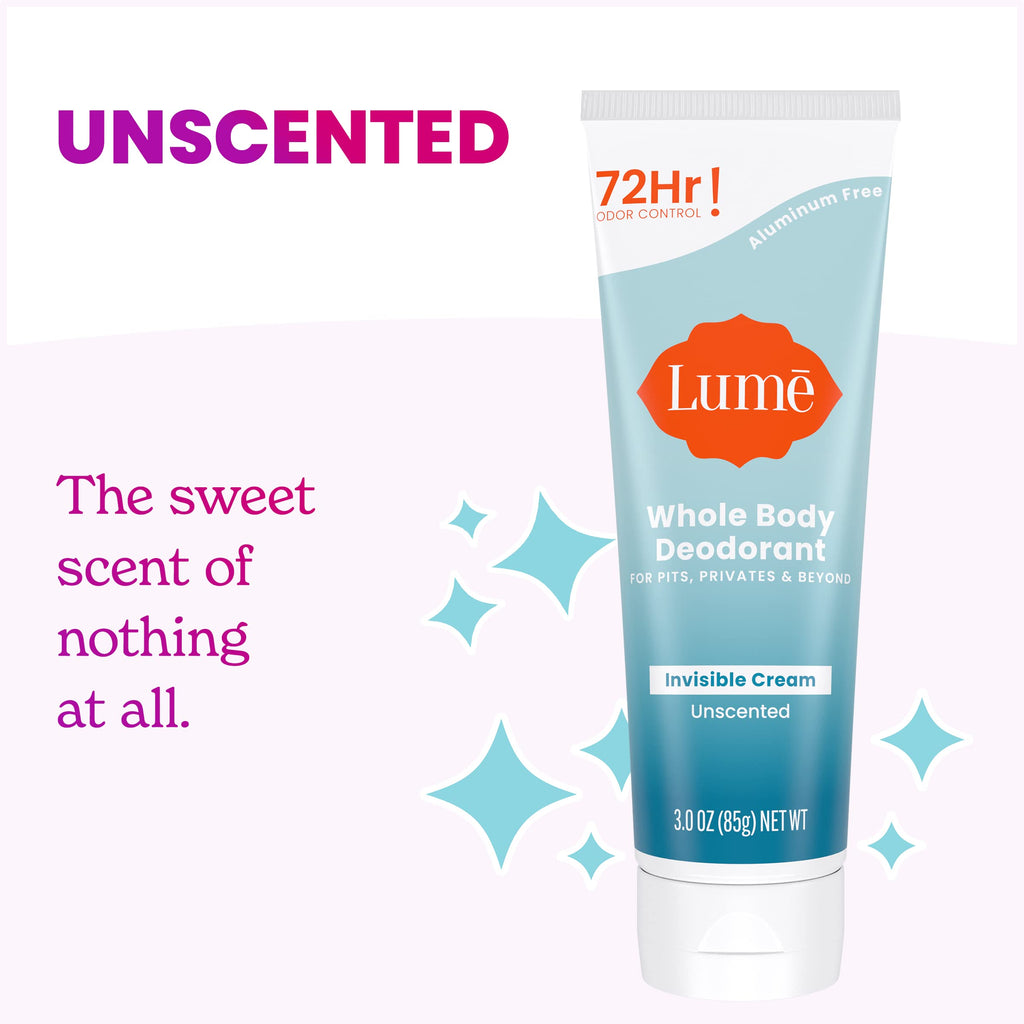 Lume Whole Body Deodorant – Invisible Cream Tube | 72 Hour Odor Control | Aluminum Free & Baking Soda Free