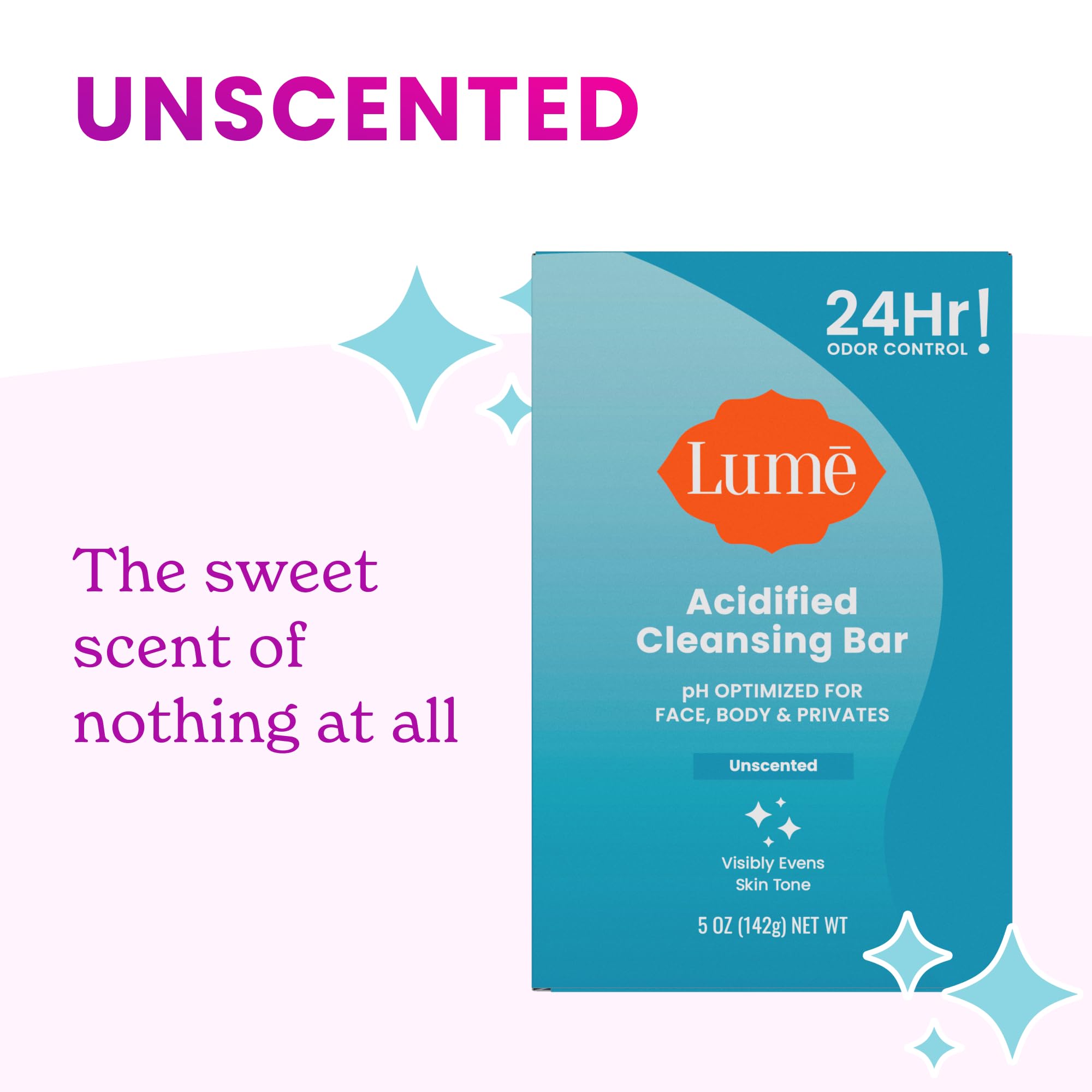 Lume Acidified Body Cleansing Bar – 24-Hour Odor Control (3-Pack: Tangerine, Lavender & Unscented)