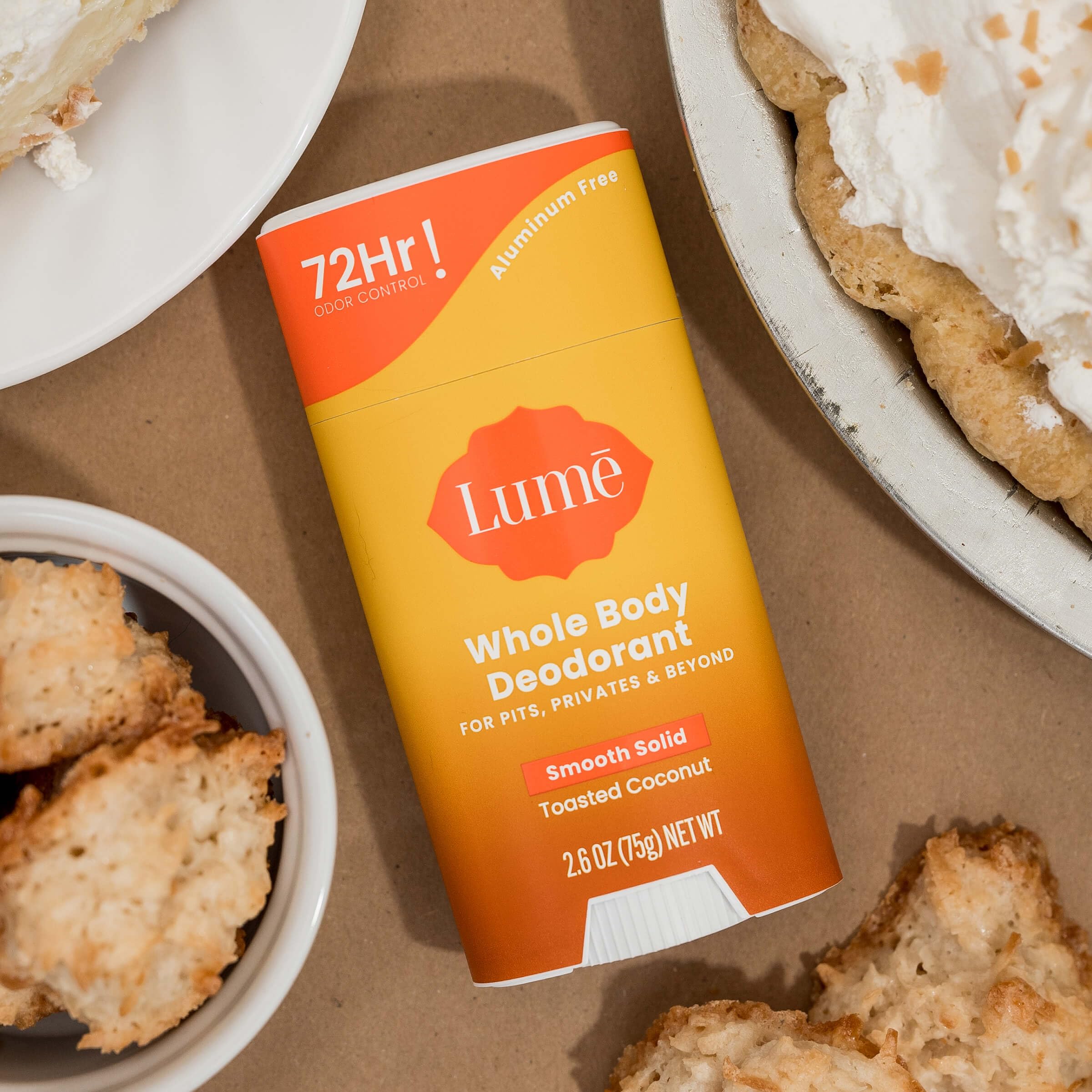 Lume Whole Body Deodorant & Soap – Aluminum-Free, Baking Soda Free, Toasted Coconut (2x 2.6 oz Sticks + 2x 5 oz Soaps)
