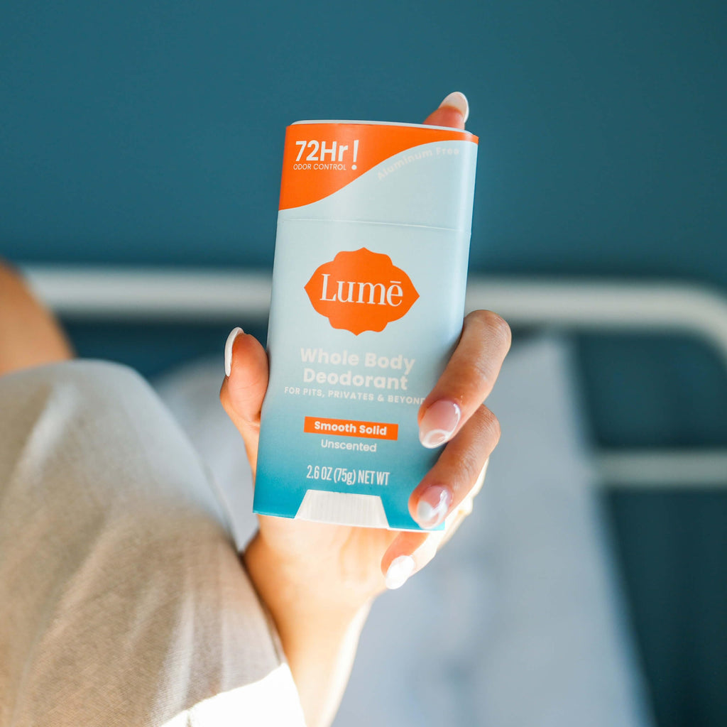 Lume Whole Body Deodorant - Unscented Smooth Solid Stick, 72 Hour Odor Control, Aluminum & Baking Soda Free - Pack of 3 (2.6 oz each)
