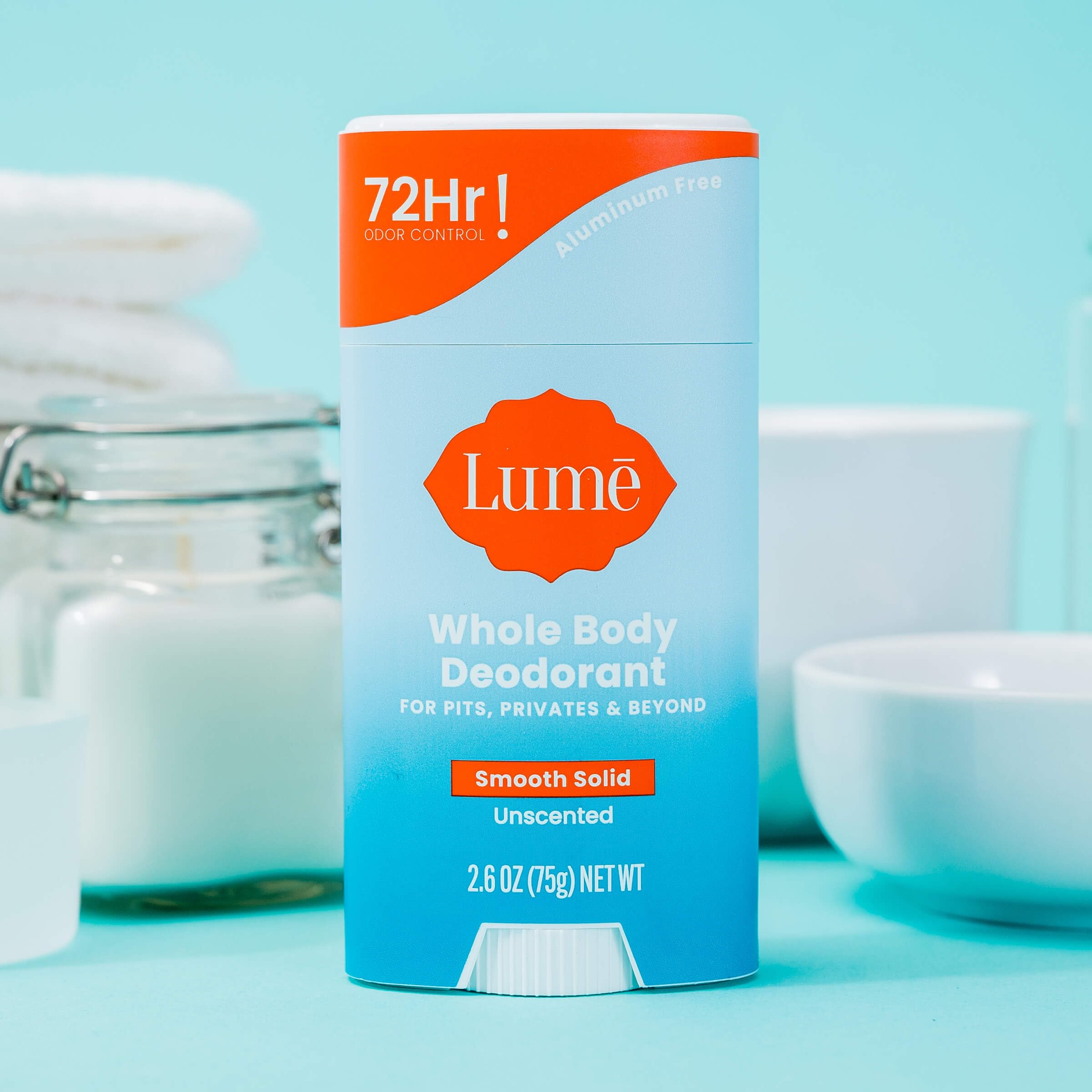 Lume Whole Body Deodorant - Unscented Smooth Solid Stick, 72 Hour Odor Control, Aluminum & Baking Soda Free - Pack of 3 (2.6 oz each)