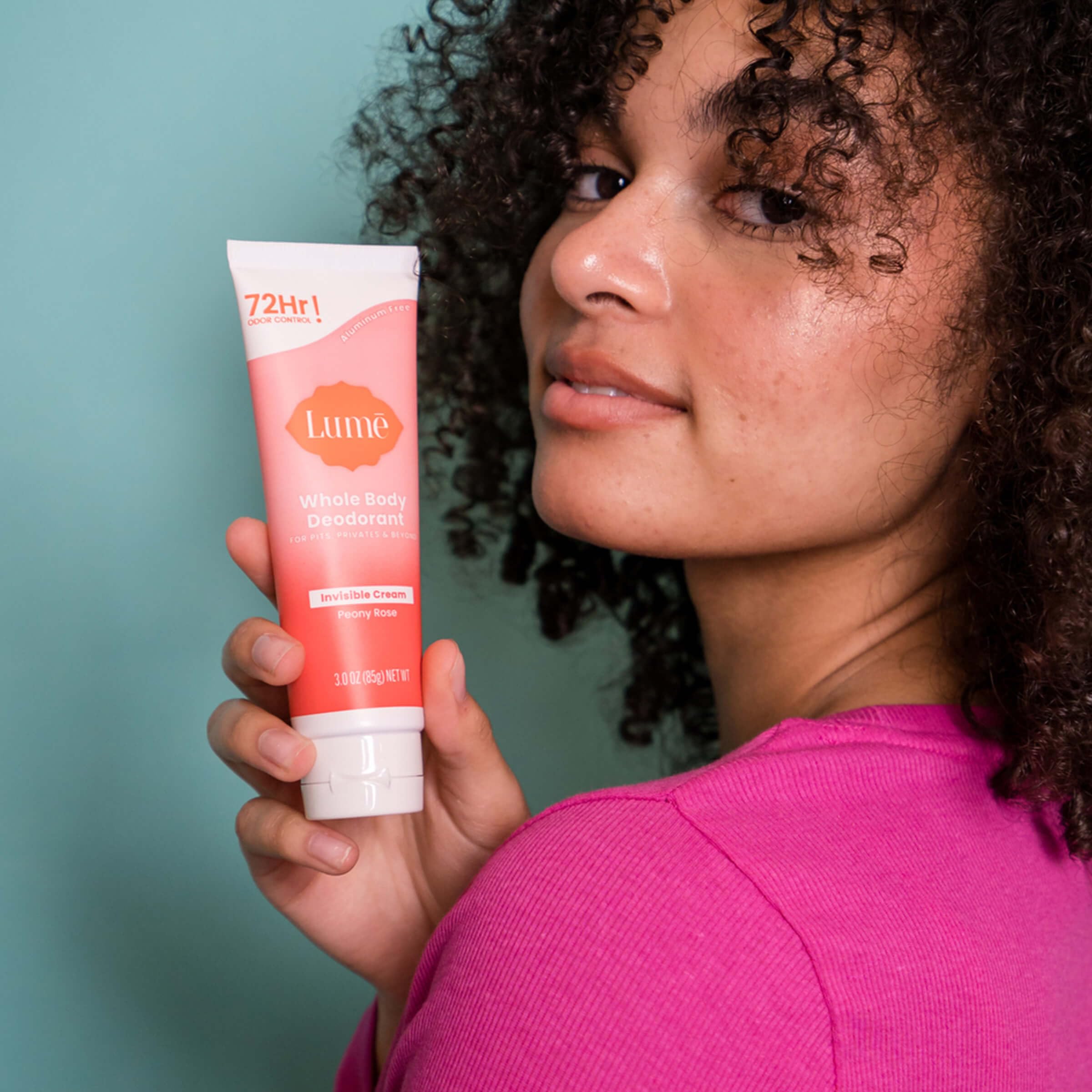 Lume Whole Body Deodorant - Peony Rose Invisible Cream - 72-Hour Odor Control - Aluminum & Baking Soda Free - 3.0 oz Pack of 2