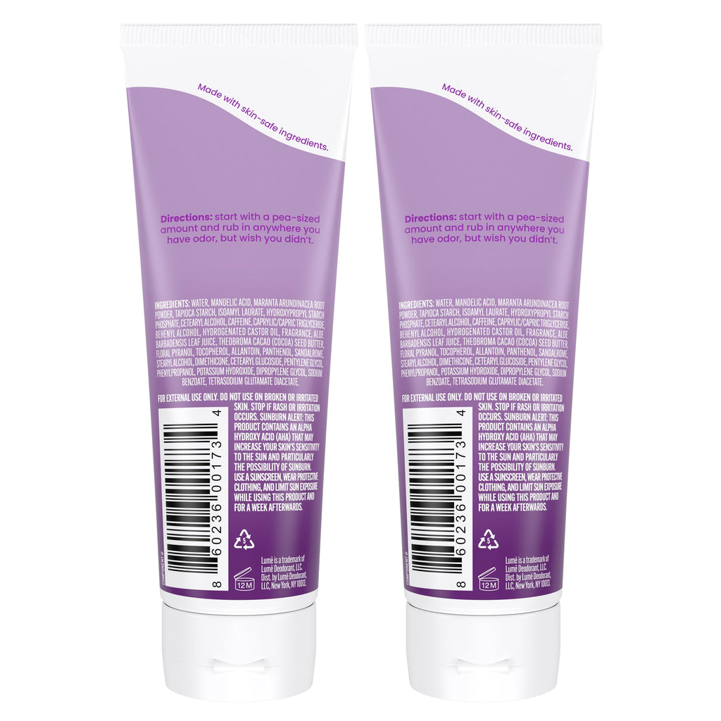 Lume Whole Body Deodorant - Lavender Sage | 72 Hour Odor Control, Aluminum Free & Baking Soda Free, 3 oz Tube (Pack of 2)