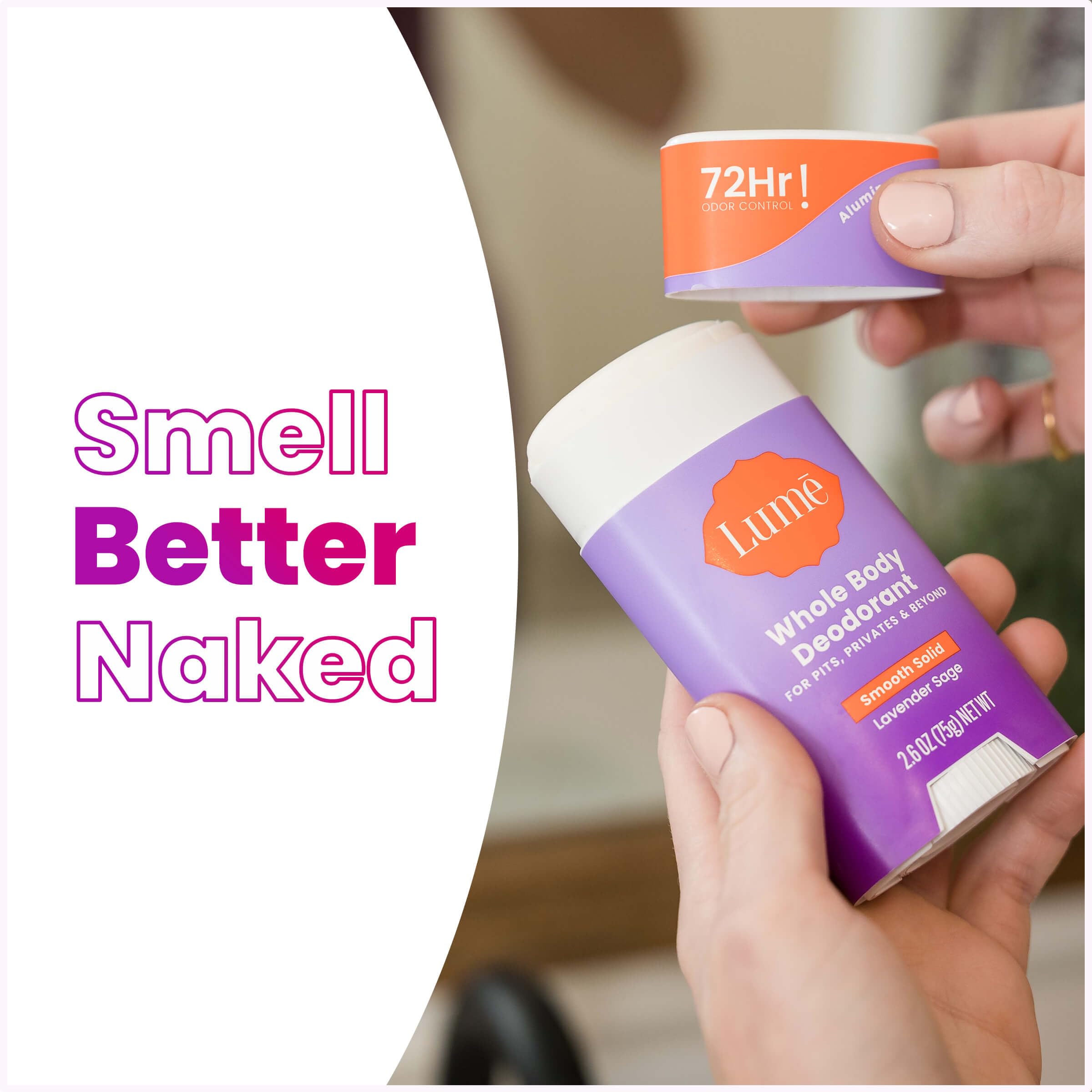 Lume Whole Body Deodorant - Aluminum & Baking Soda Free, 72-Hour Odor Control, Lavender Sage (Pack of 3)