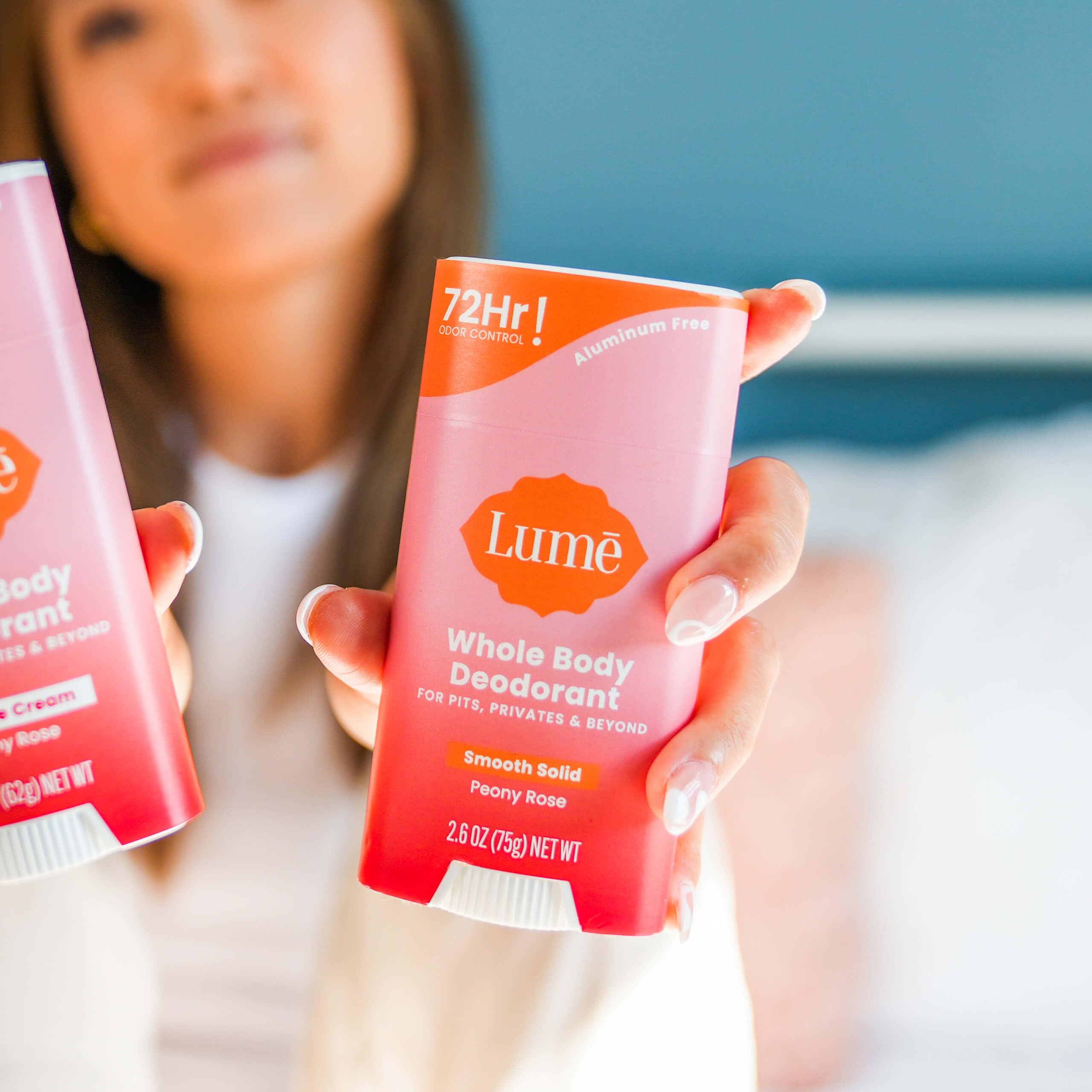 Lume Whole Body Deodorant – Smooth Solid Stick, Aluminum & Baking Soda Free, 72-Hour Odor Control, Peony Rose (3-Pack)