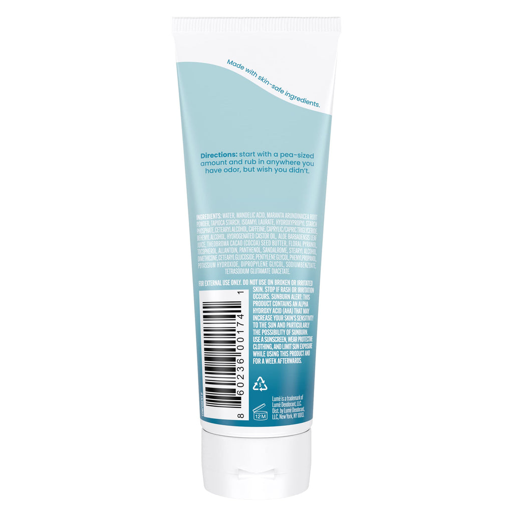 Lume Whole Body Deodorant – Invisible Cream Tube | 72 Hour Odor Control | Aluminum Free & Baking Soda Free