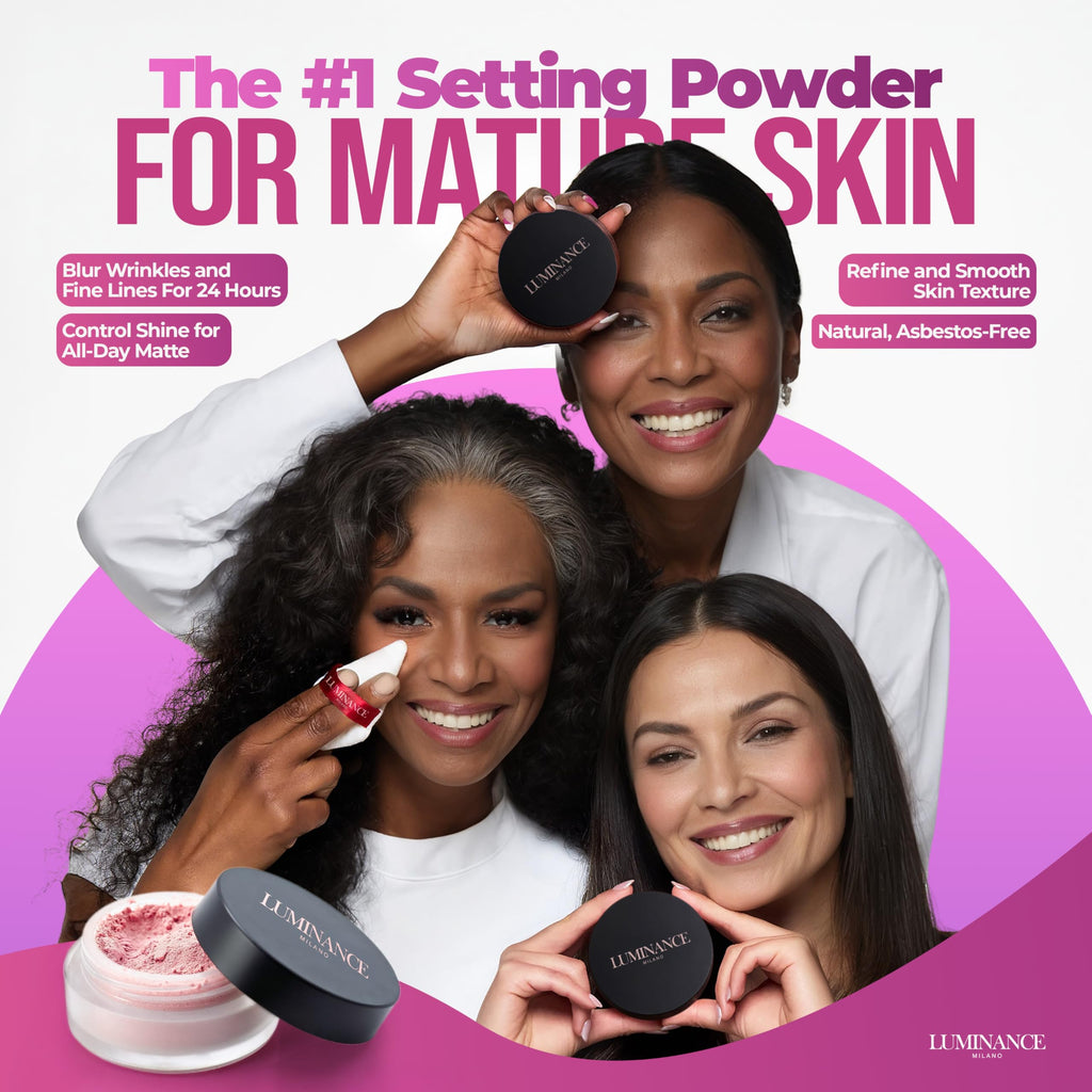 Luminance Milano Ultra Pink Powder Setting Powder – Mineral Loose Powder for Matte, Oil-Control