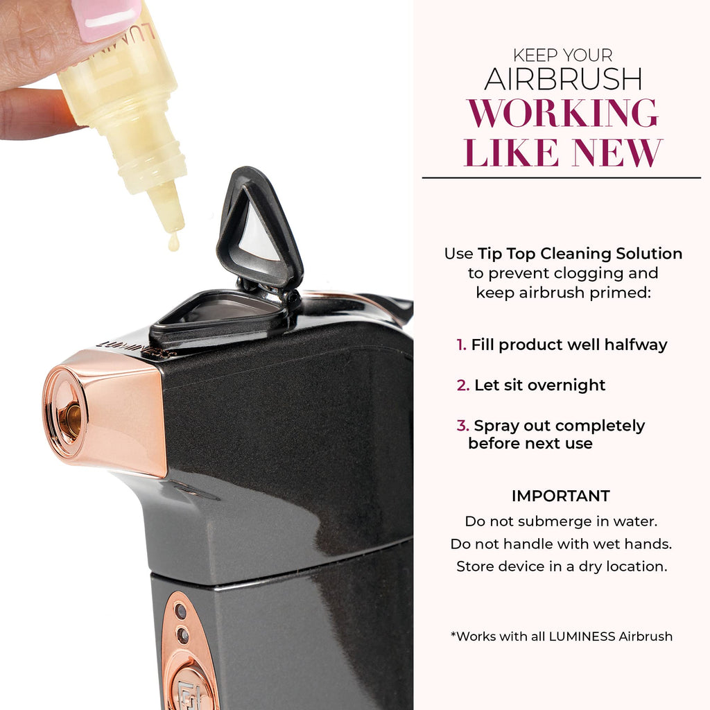LUMINESS BREEZE DUO Airbrush Makeup System – 9-Piece Kit with 2 Silk Foundations, Plum Blush & Glow Highlighter
