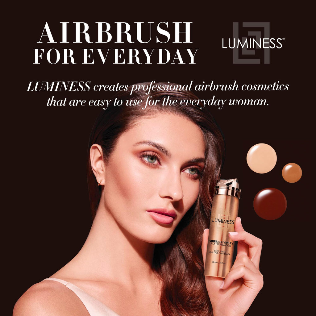 LUMINESS Silk Airbrush Spray Foundation & Primer Kit – Tan | Hydration with Hyaluronic Acid & Hydrolyzed Silk