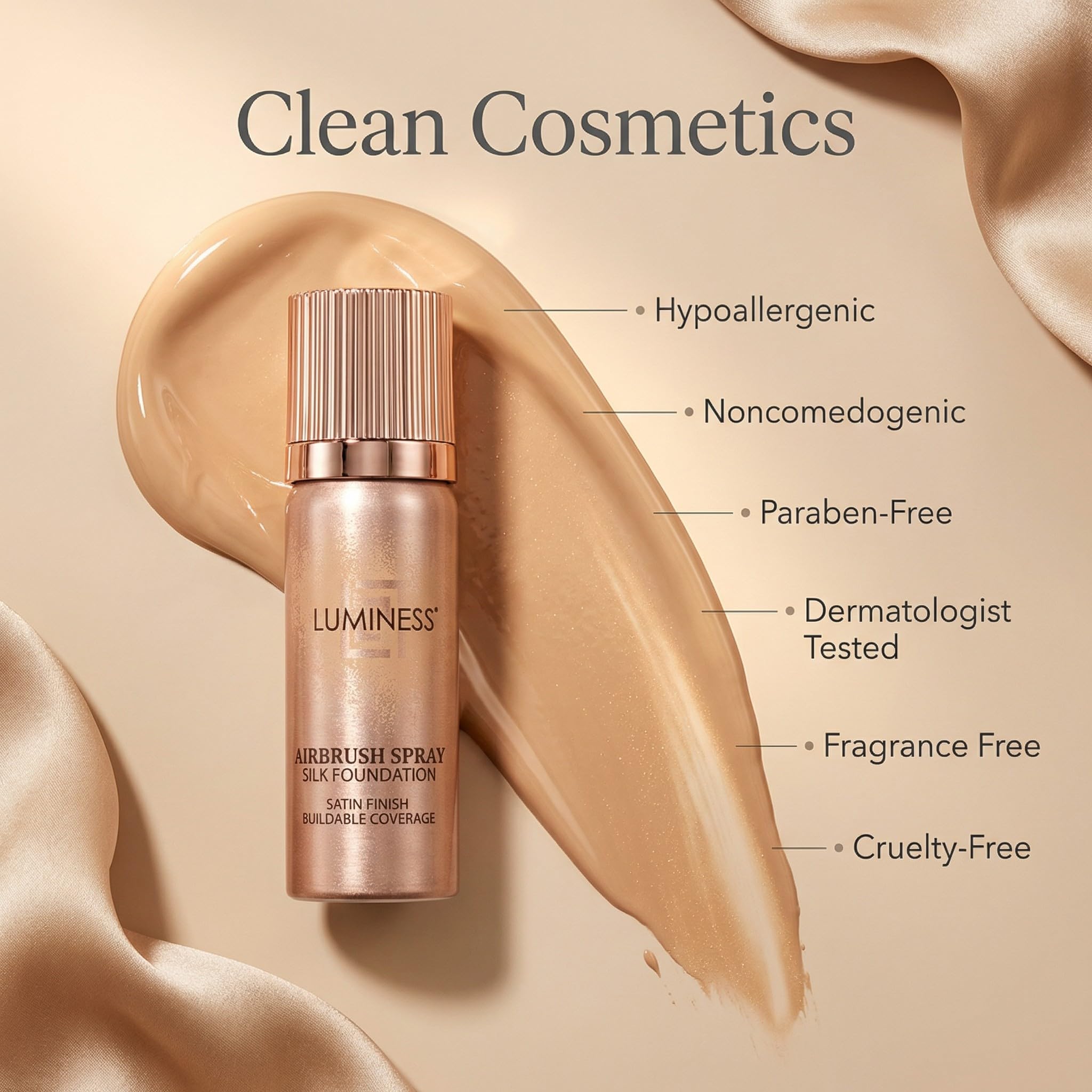 LUMINESS Silk Airbrush Foundation 2-PC Kit | Buildable Coverage, Hydration & Humidity Resistance | Medium