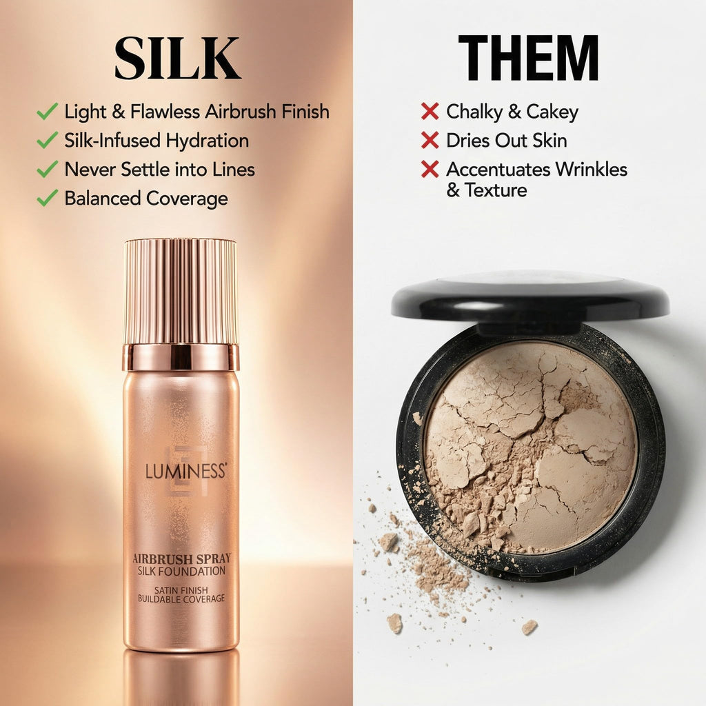 LUMINESS Silk Airbrush Spray Foundation 2-PC Kit | Buildable Coverage, Hydration & Humidity-Resistance — Light Warm