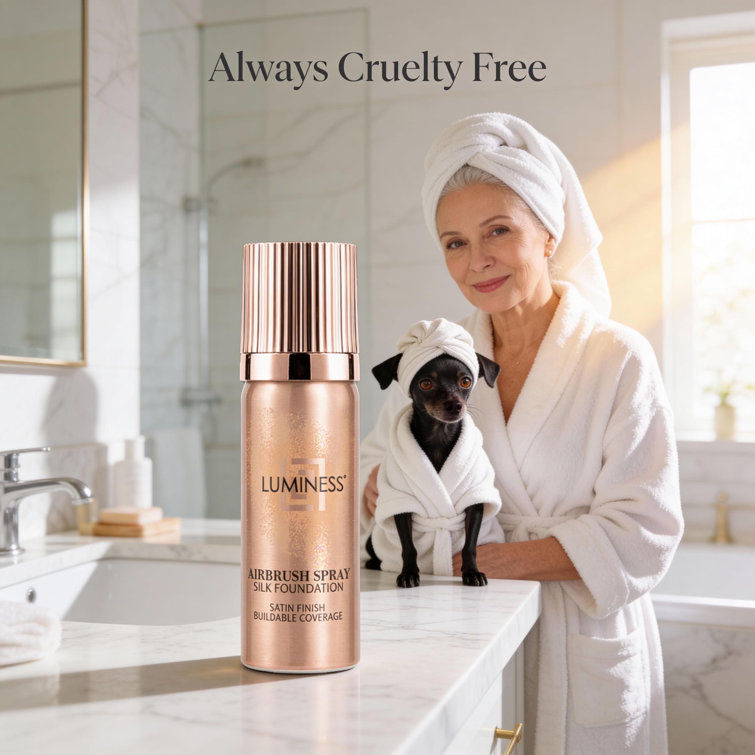 LUMINESS Silk Airbrush Spray Foundation 2-PC Kit | Buildable Coverage, Hydration & Humidity-Resistance — Light Warm