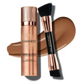 LUMINESS Silk Airbrush Foundation and Buffing Brush Kit – Buildable Coverage, Hydration, Shade Tan Dark