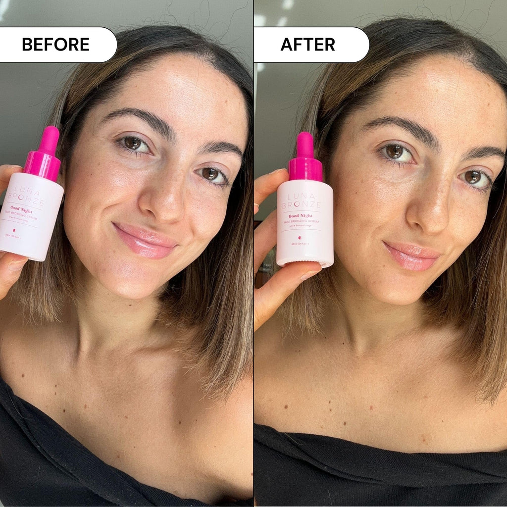 Luna Bronze Good Night Face Tanning Drops | Overnight Glow Serum with Vitamin C