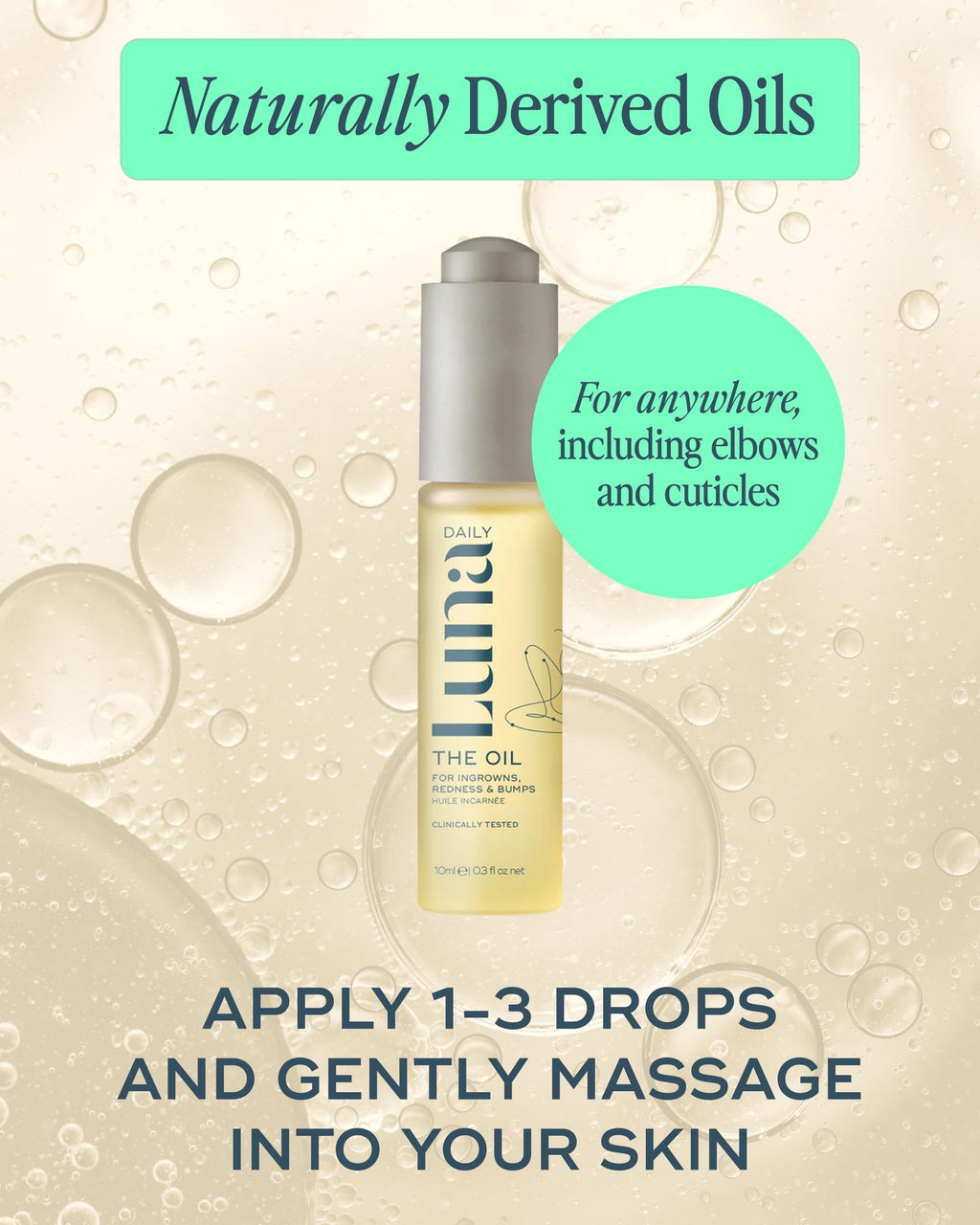 Luna Daily Mini Ingrown Hair Oil (10ml) | Travel-Size Hydrating Oil for Delicate Areas