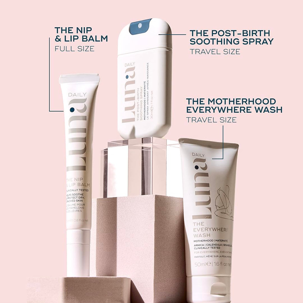 Luna Daily Hospital Bag Essentials Kit | Postpartum Skincare for New Moms