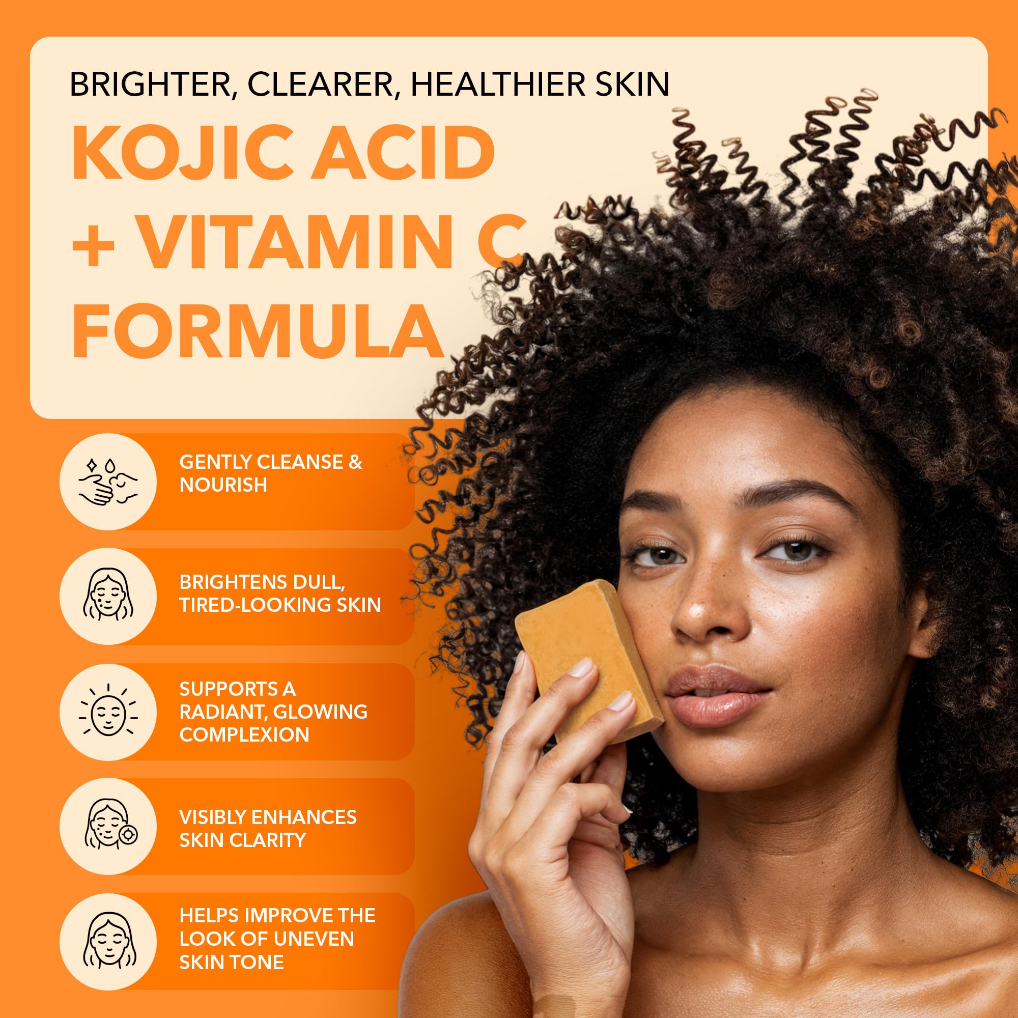 Lunavia Kojic Acid Complexion Brightening Soap Bar – 3-Pack with Vitamin C, Turmeric, Retinol, Collagen & Hyaluronic Acid