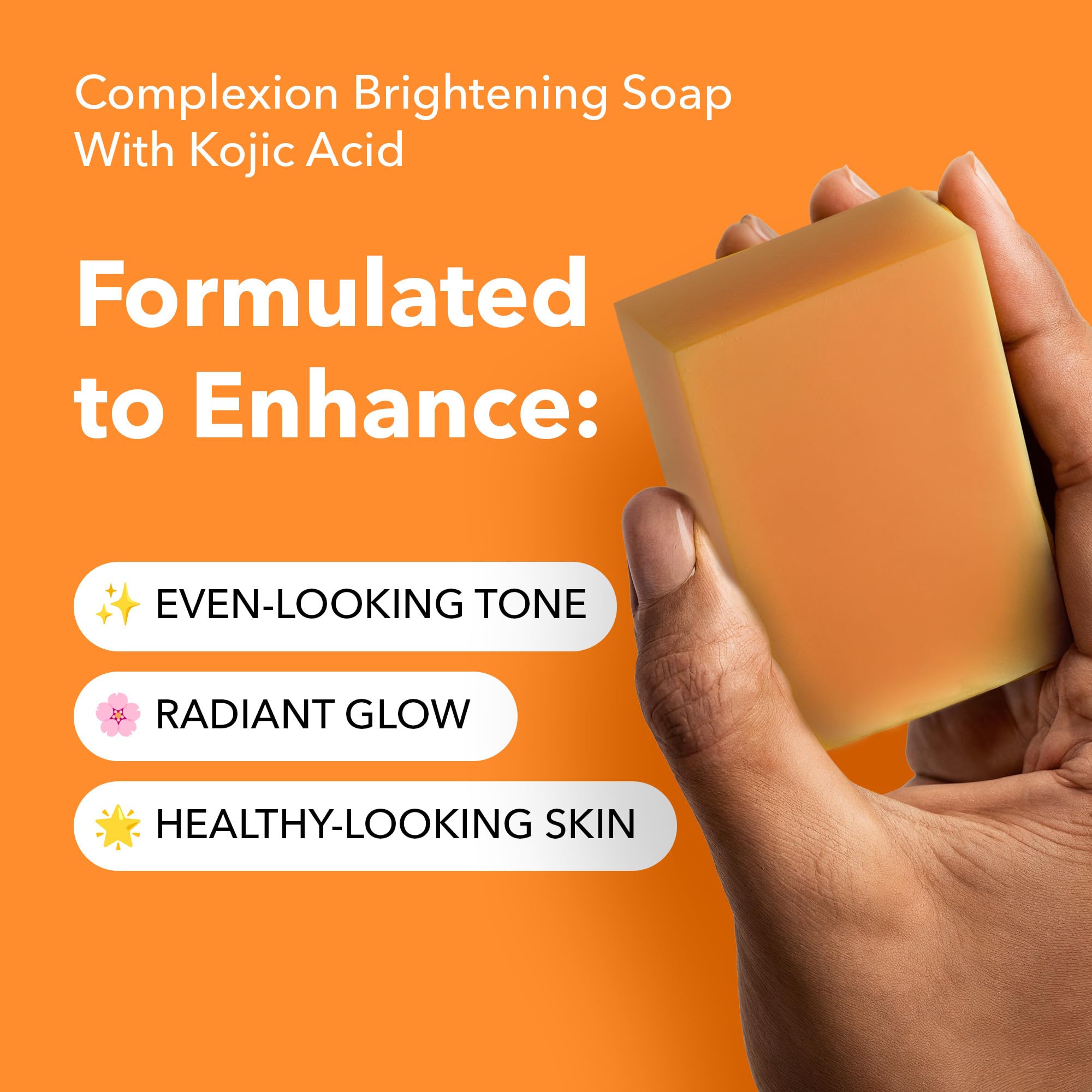 Lunavia Kojic Acid Complexion Brightening Soap Bar – 3-Pack with Vitamin C, Turmeric, Retinol, Collagen & Hyaluronic Acid