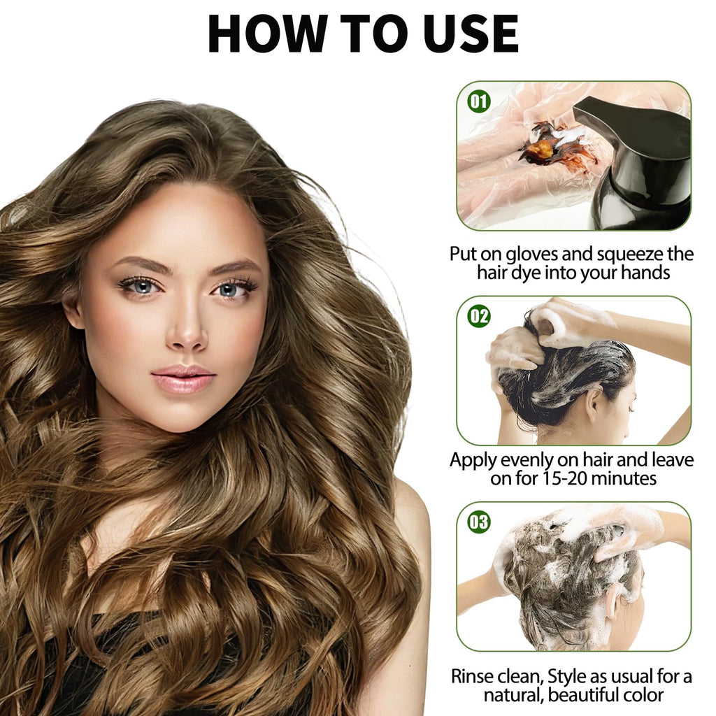 Lunory Light Brown Hair Dye Shampoo – 3-in-1 Color, Ammonia-Free & Paraben-Free