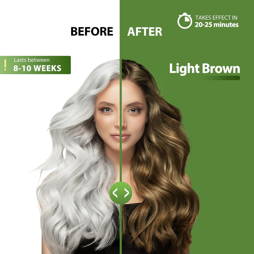 Lunory Light Brown Hair Dye Shampoo – 3-in-1 Color, Ammonia-Free & Paraben-Free