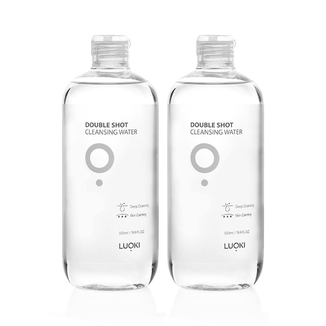 LUOKI Double Shot Cleansing Water 500ml (Pack of 2) – Hypoallergenic Micellar Makeup Remover