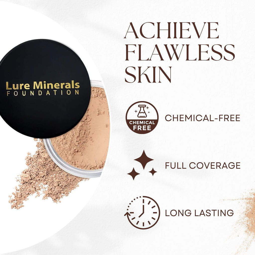 Lure Minerals Bisque Loose Face Powder Concealer – Lightweight, Talc-Free, Vegan (14g)