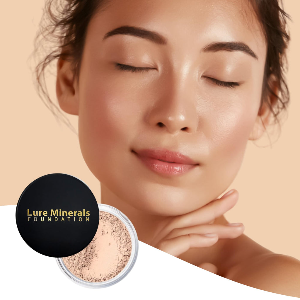 Lure Minerals Foundation Loose Powder 8g Sifter Jar – Choose Color, Free of Harmful Ingredients | Compare to Bare Minerals