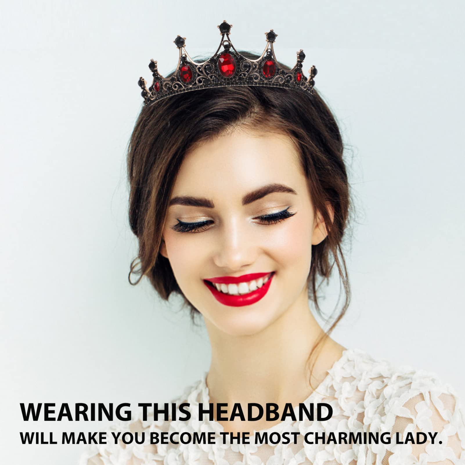 Lurrose Baroque Queen Crown — Bridal Tiara with Rhinestones for Weddings, Prom & Costumes
