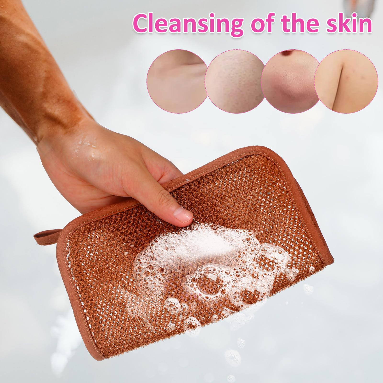 Lurrose Exfoliating Face Washcloths – 8pc Nylon Body Scrubbers for Shower and Skin Cleansing