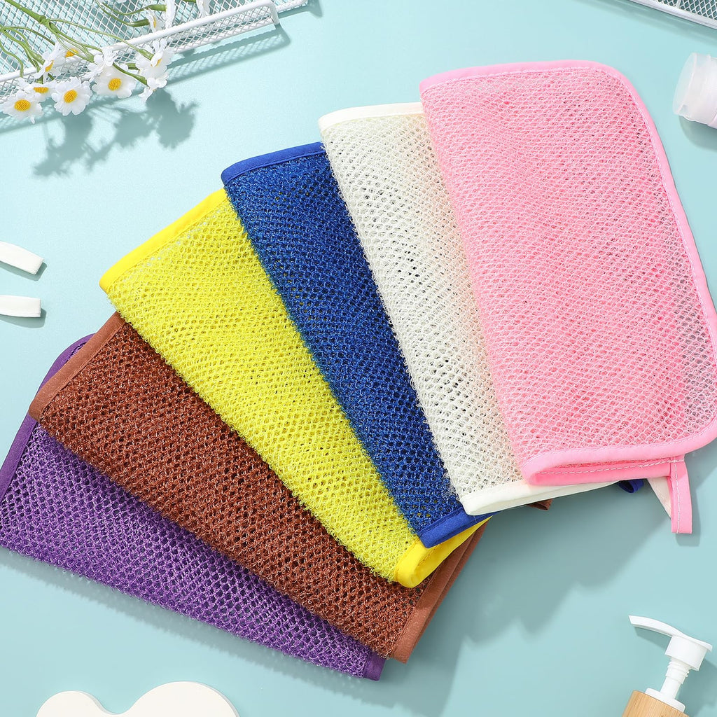 Lurrose Exfoliating Face Washcloths – 8pc Nylon Body Scrubbers for Shower and Skin Cleansing