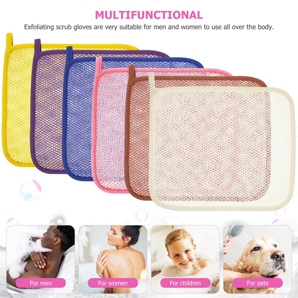 Lurrose Exfoliating Face Washcloths – 8pc Nylon Body Scrubbers for Shower and Skin Cleansing