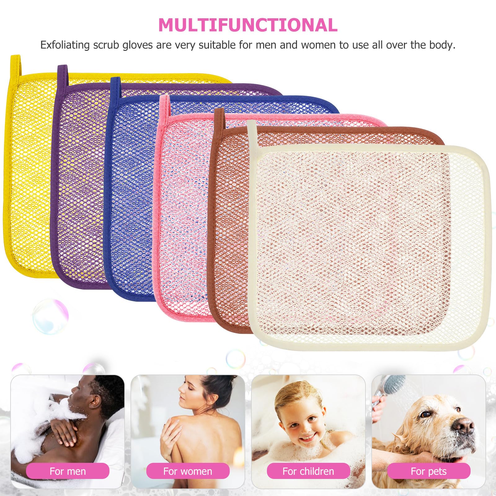 Lurrose Exfoliating Face Washcloths – 8pc Nylon Body Scrubbers for Shower and Skin Cleansing