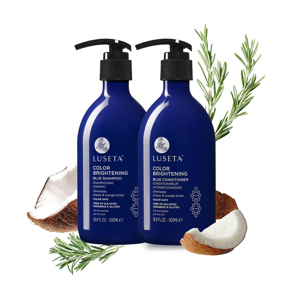 Luseta Blue Shampoo for Brassy Hair & Brunettes – Tones Down Orange & Copper (2x16.9oz)