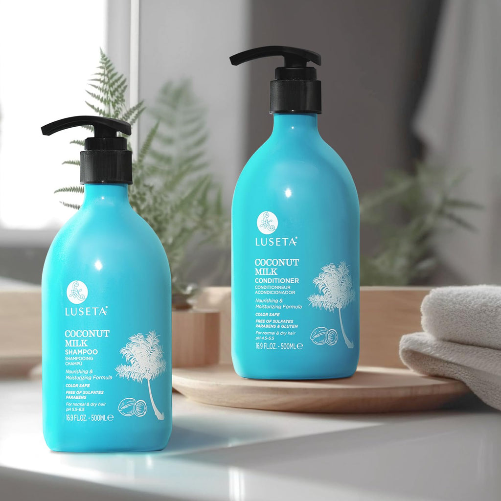 LLUSETA Coconut Milk Shampoo & Conditioner — Nourishing, Color Safe, Sulfate Free (16.9 oz Each)