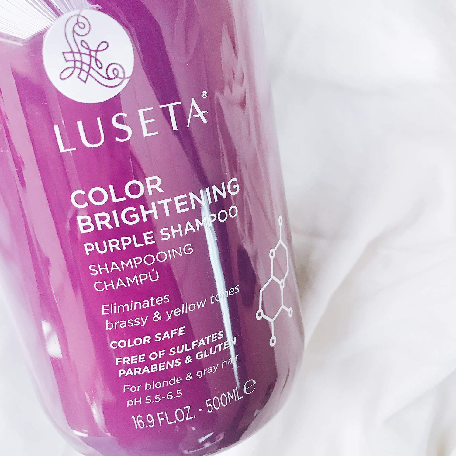 Luseta Color Brightening Purple Shampoo for Blonde and Gray Hair – Coconut Oil Nourish, Sulfate Free, Paraben Free, 16.9 oz