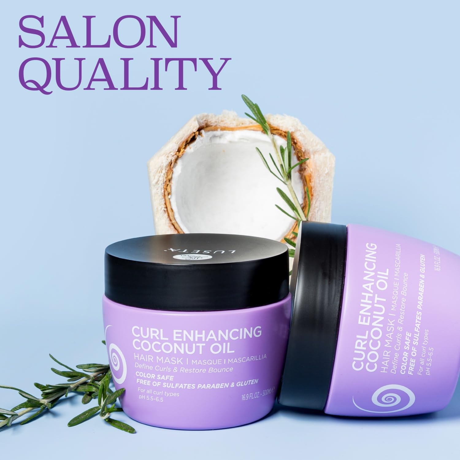 L Luseta Curly Hair Mask 16.9 oz – Deep Conditioning for Curly & Wavy Hair, Anti-Frizz & Defined Curls