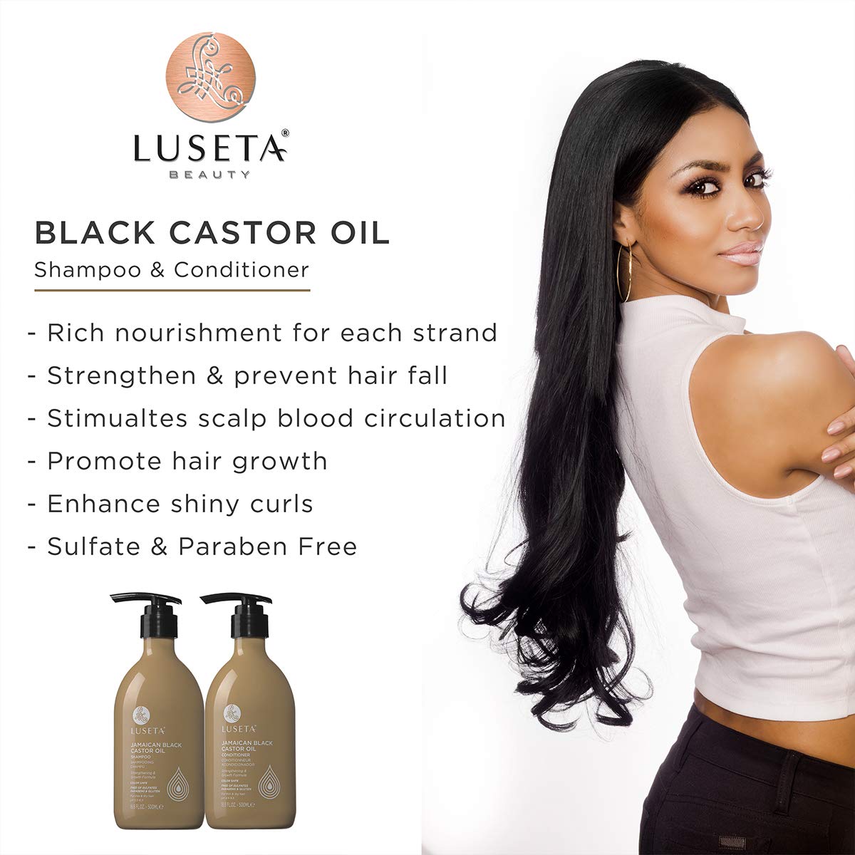 Luseta Jamaican Black Castor Oil Shampoo – Strengthen & Restore Fine & Dry Hair | Scalp Care 16.9 oz