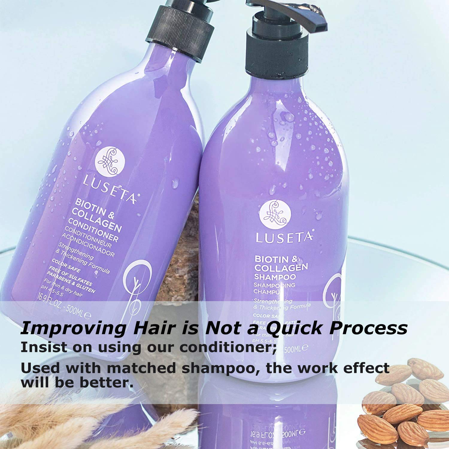 Luseta Biotin & Collagen Conditioner – Thickening for Hair Growth, Argan Oil, 33.8oz | Sulfate Free & Paraben Free