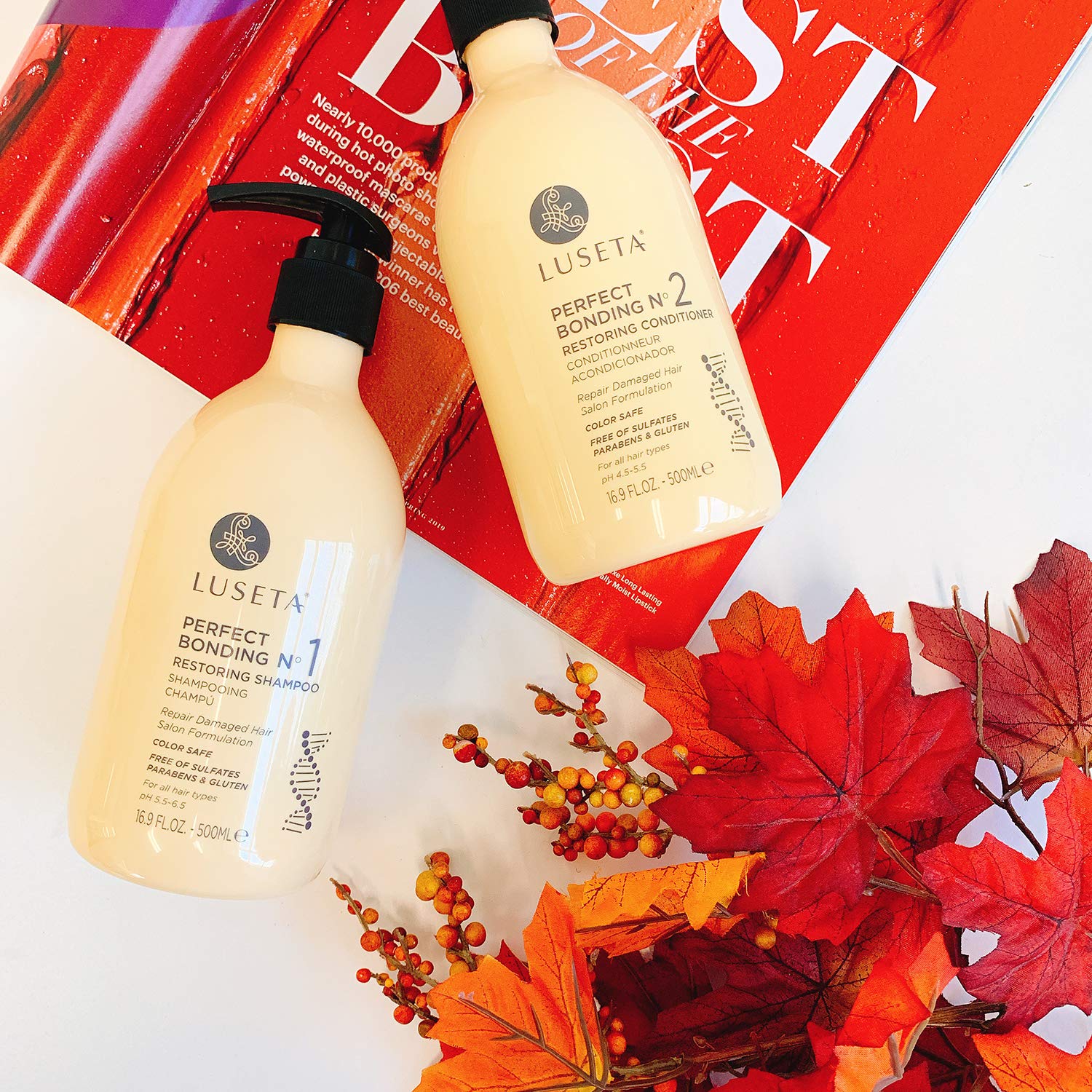 Luseta Perfect Bonding Restoring Shampoo & Conditioner Set — Bond Strengthening & Color Longevity, Sulfate & Paraben Free, 2x33.8 oz