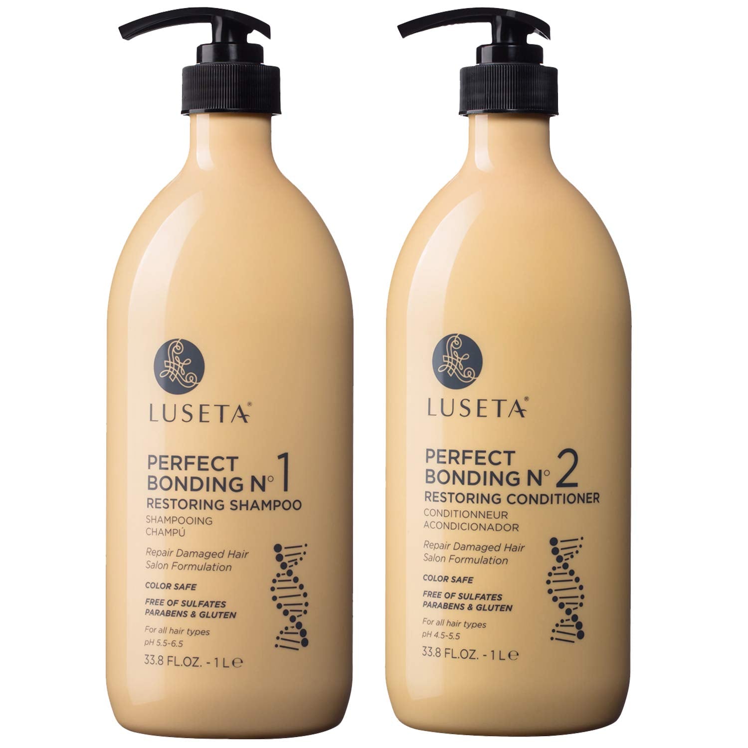 Luseta Perfect Bonding Restoring Shampoo & Conditioner Set — Bond Strengthening & Color Longevity, Sulfate & Paraben Free, 2x33.8 oz