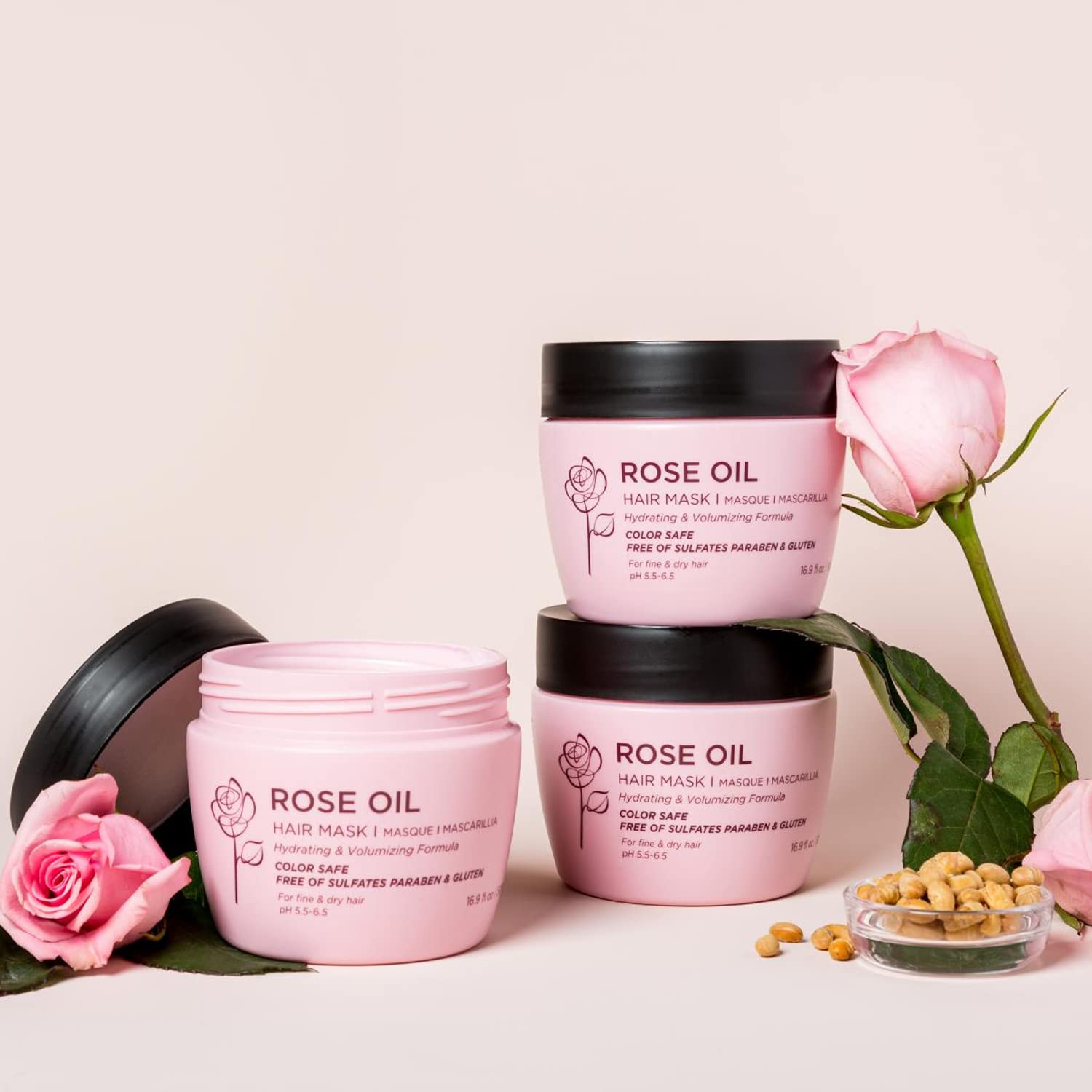 Luseta Rose Oil Hair Mask – Hydrating & Nourishing for Dry Hair | 16.9 oz | Sulfate & Paraben Free