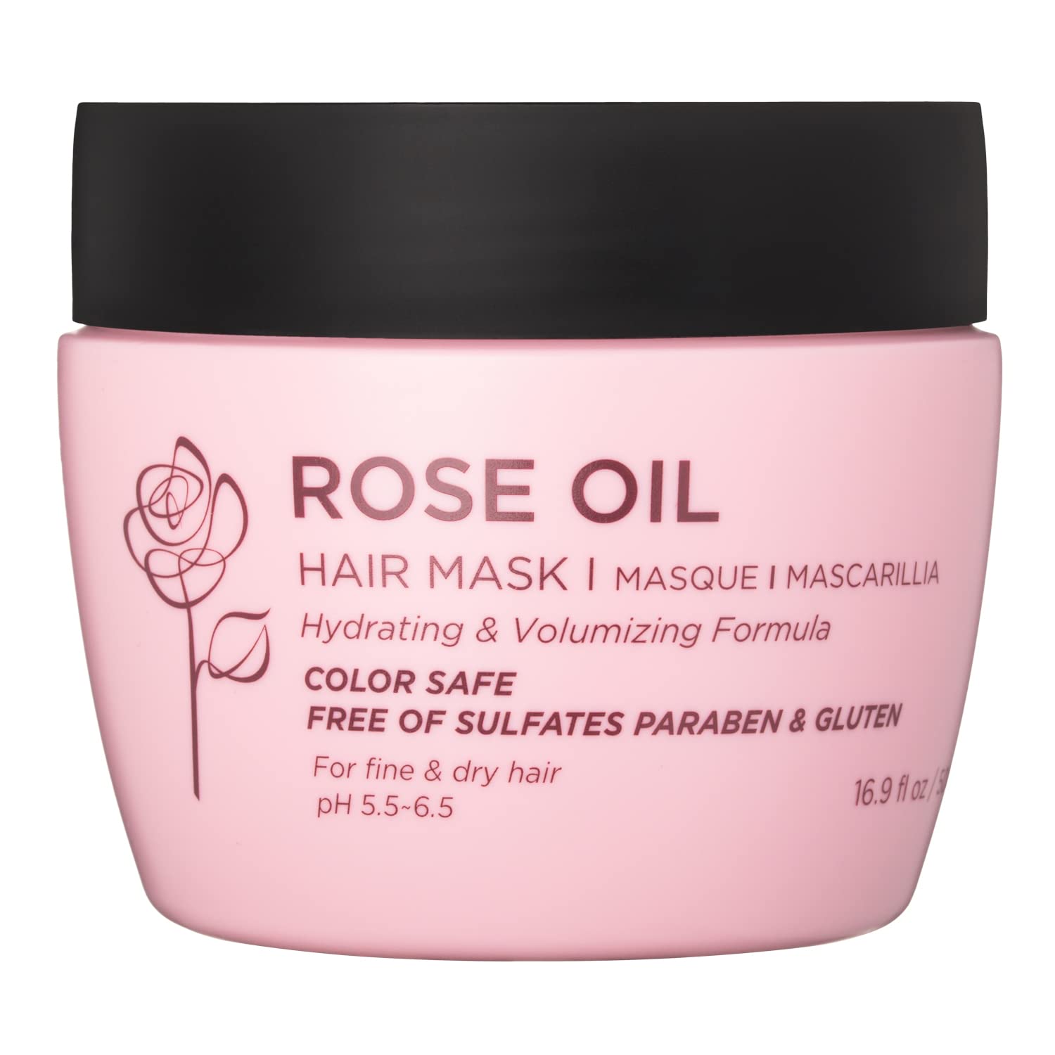 Luseta Rose Oil Hair Mask – Hydrating & Nourishing for Dry Hair | 16.9 oz | Sulfate & Paraben Free