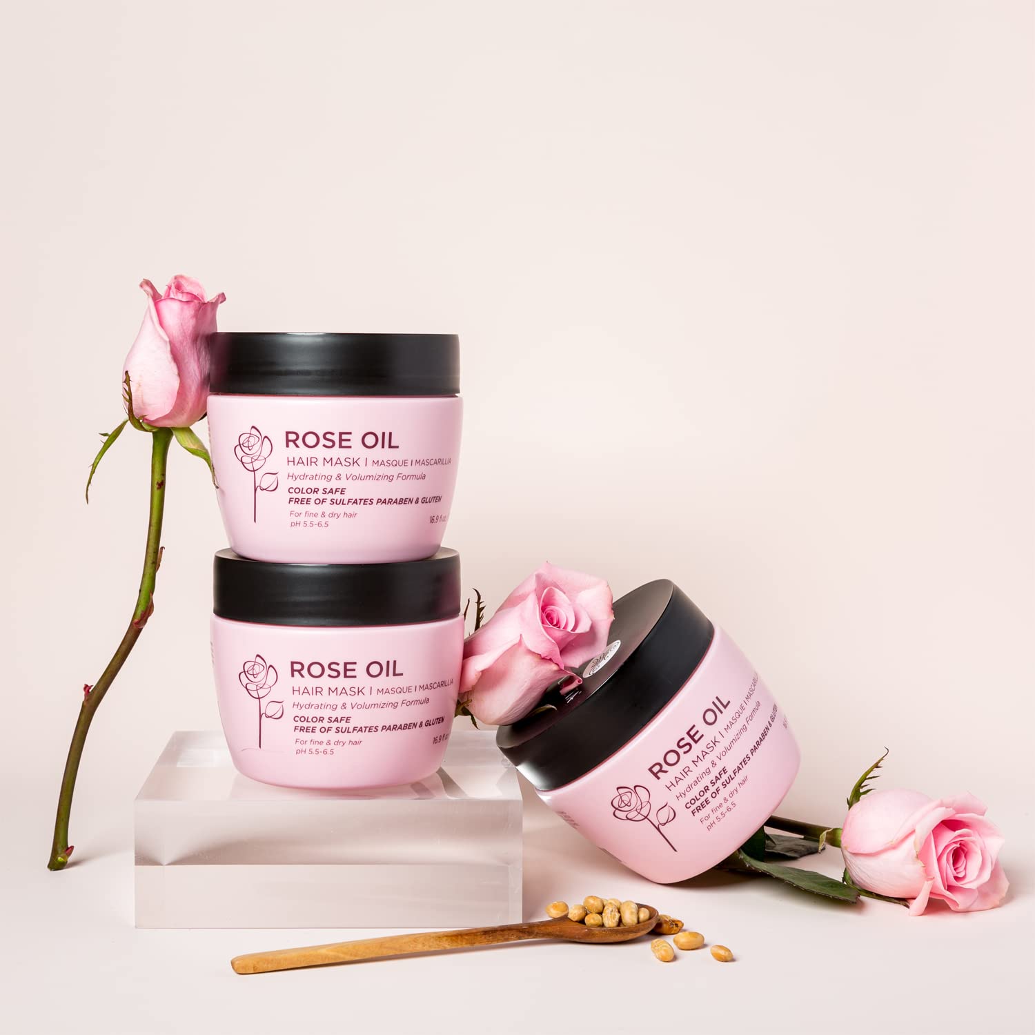 Luseta Rose Oil Hair Mask – Hydrating & Nourishing for Dry Hair | 16.9 oz | Sulfate & Paraben Free