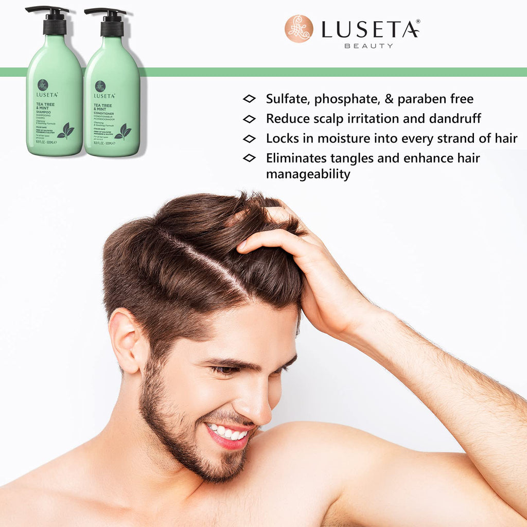 Luseta Tea Tree & Mint Shampoo - Cleansing & Soothing for All Hair Types, 16.9 oz