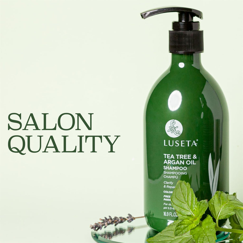 Luseta Tea Tree Shampoo with Argan Oil – Clarifying, Hydrating, Sulfate- and Paraben-Free | 16.9 fl oz