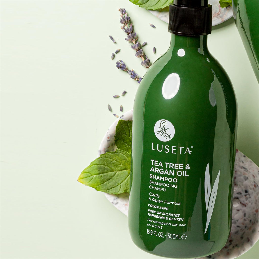 Luseta Tea Tree Shampoo with Argan Oil – Clarifying, Hydrating, Sulfate- and Paraben-Free | 16.9 fl oz