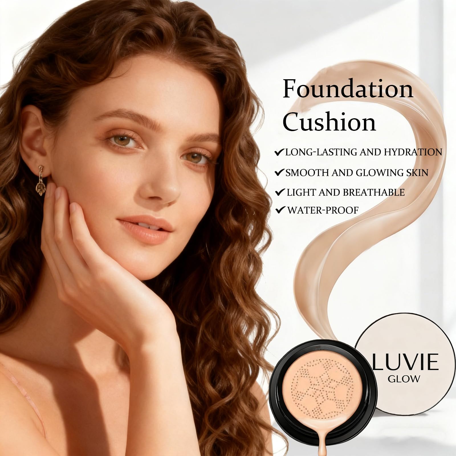 Luvie Glow Foundation Cushion – Mushroom Head Air Cushion CC Cream for Flawless, Dewy Skin