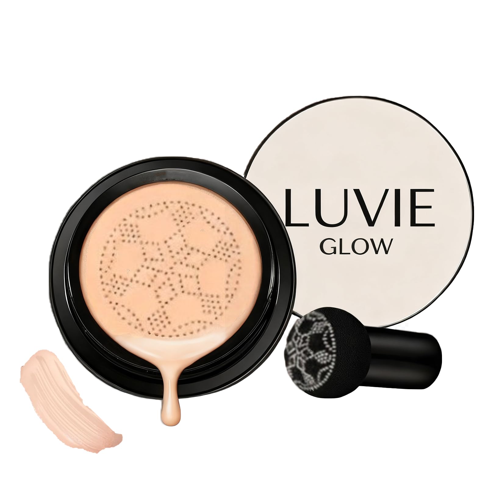 Luvie Glow Foundation Cushion – Mushroom Head Air Cushion CC Cream for Flawless, Dewy Skin